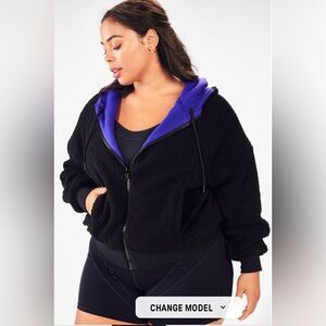Fabletics Black and Purple Teddy Jacket